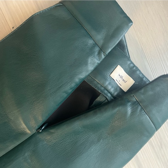 Wilfred Wide Leg Faux Leather Pants (Forest Green) - Picture 3 of 4